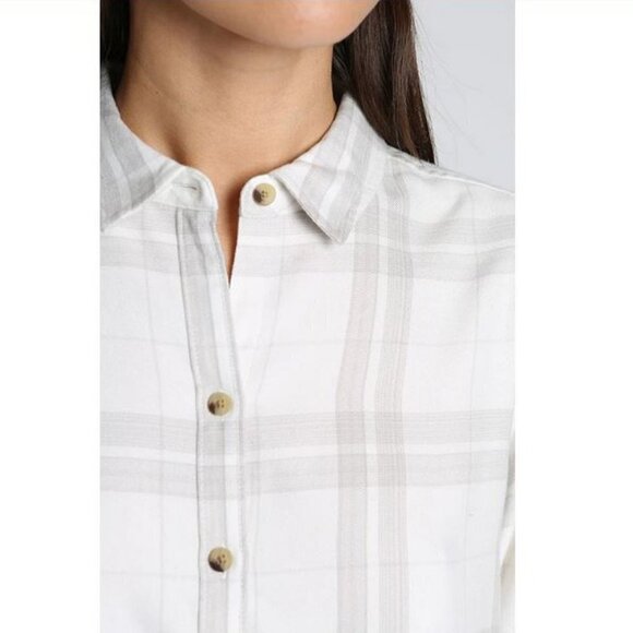 🥑NWT Jach’s New York Girlfriend Plaid Flannel Button Down Shirt JACHS GF Ivory - Picture 6 of 16